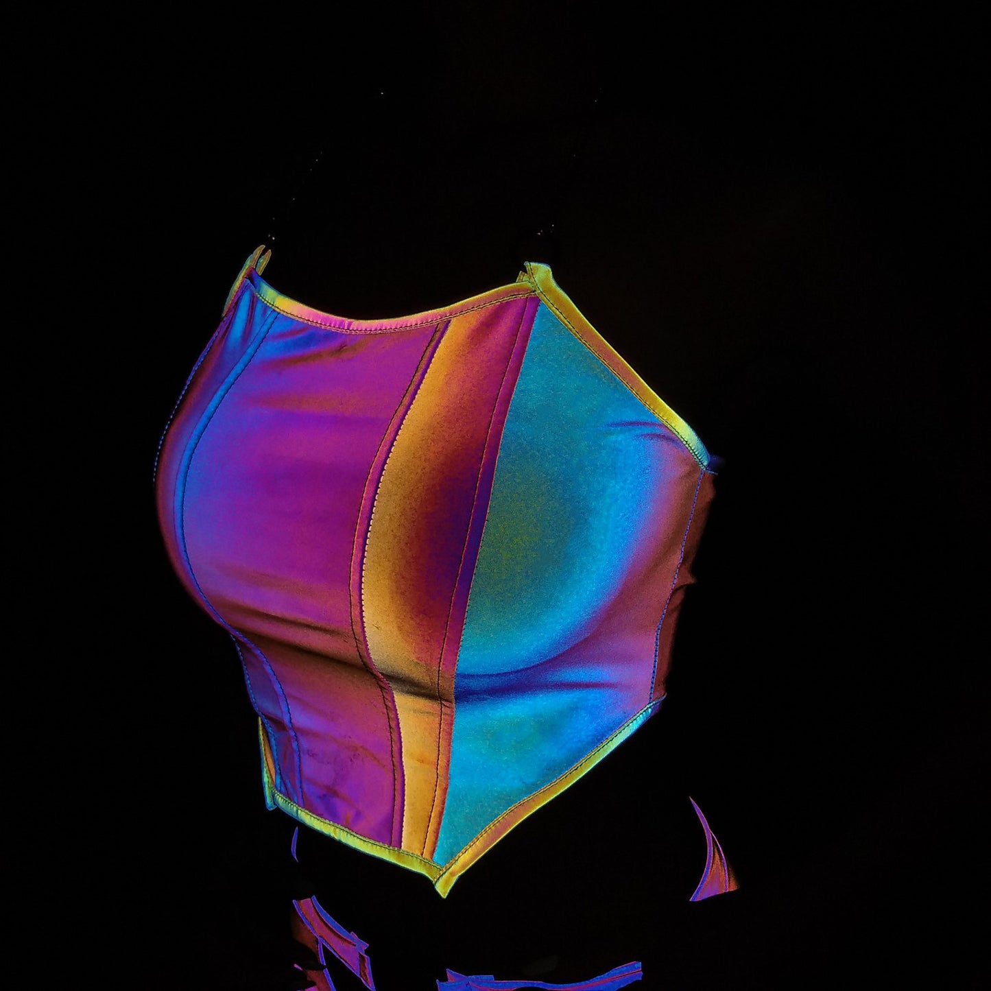 Colorful Reflective Camisole Women's Nightclub Tight Strapless Top