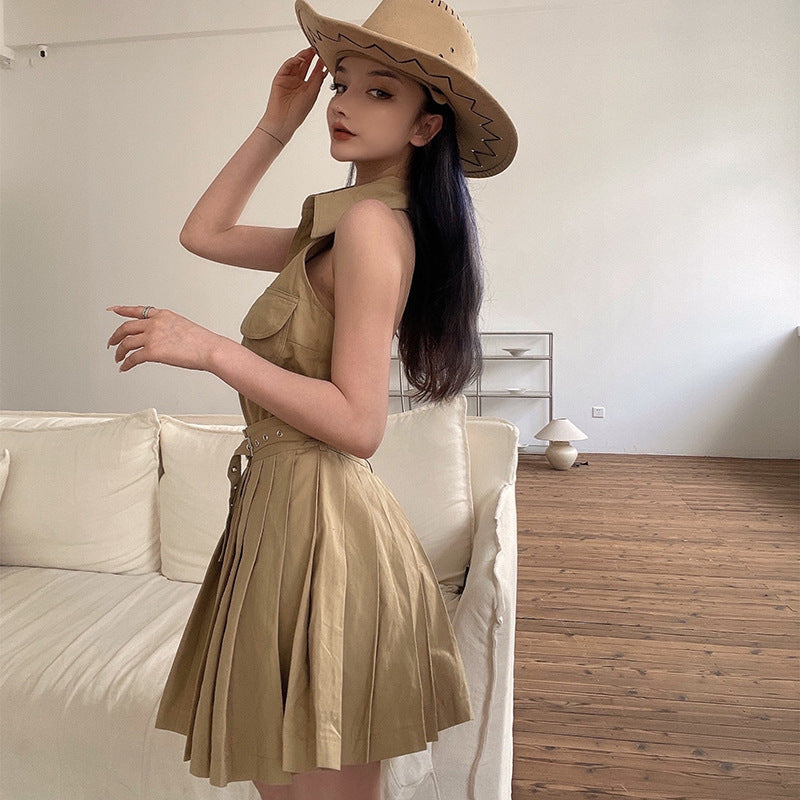 Fashion Camisole Top Tooling Two-Piece Suit