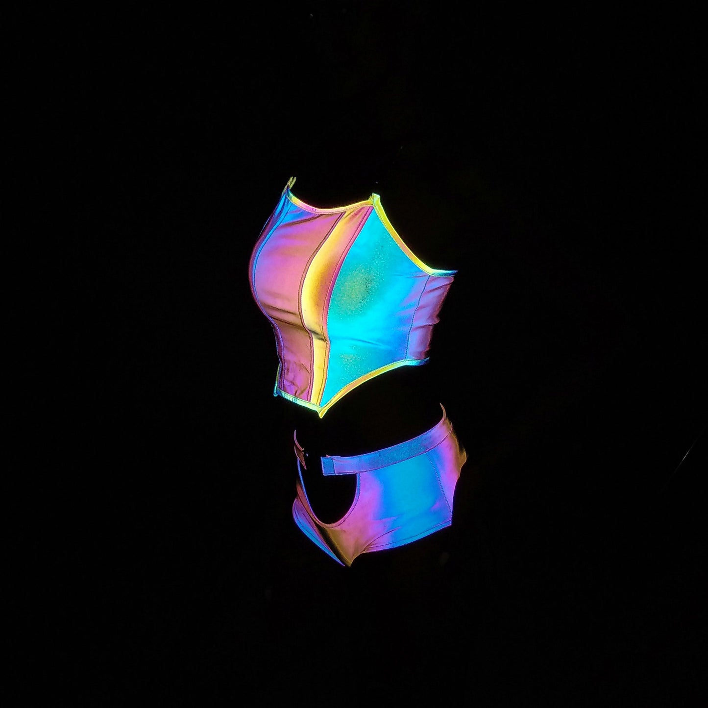 Colorful Reflective Camisole Women's Nightclub Tight Strapless Top