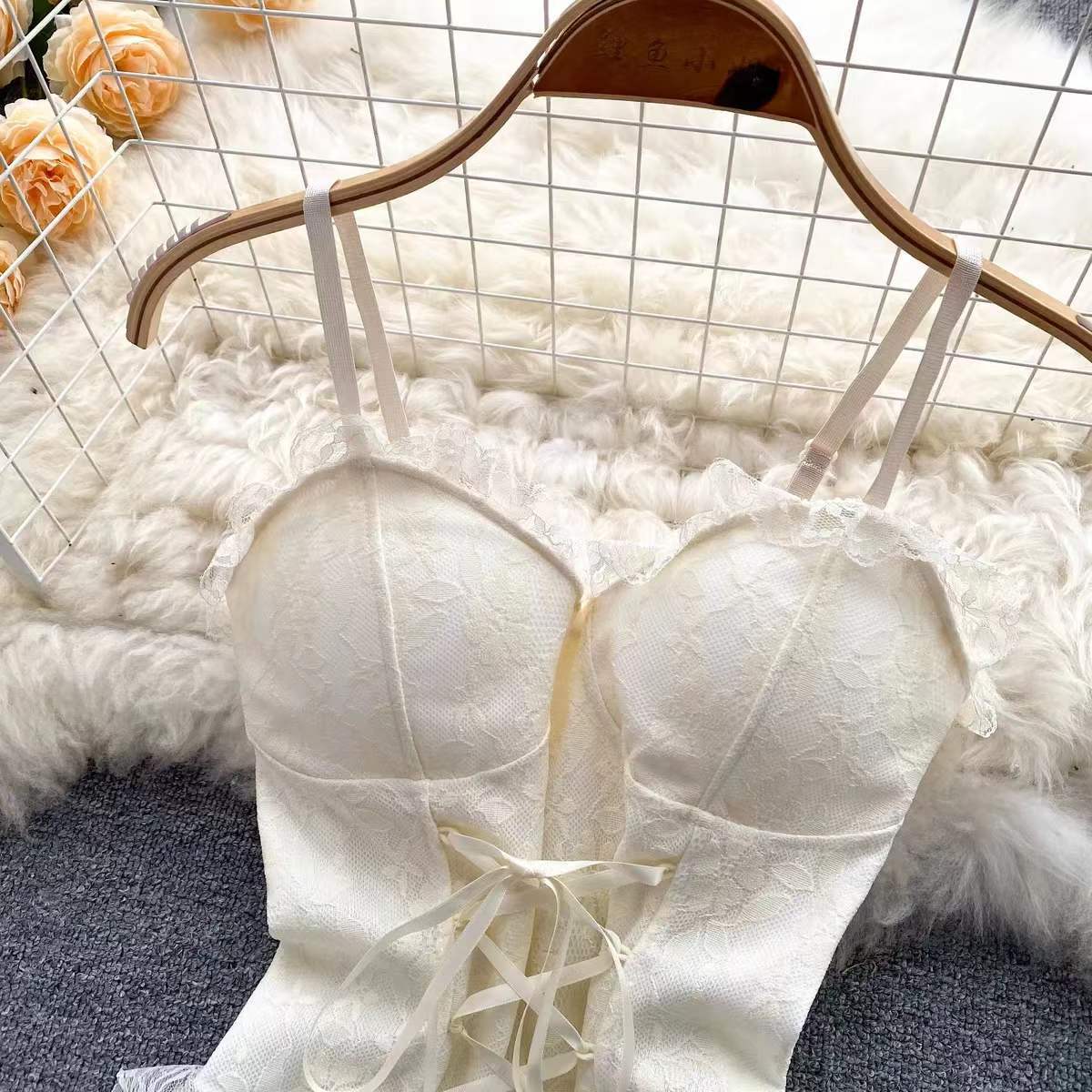 Lace Cross-Tie Slim Fit Irregular Camisole Top