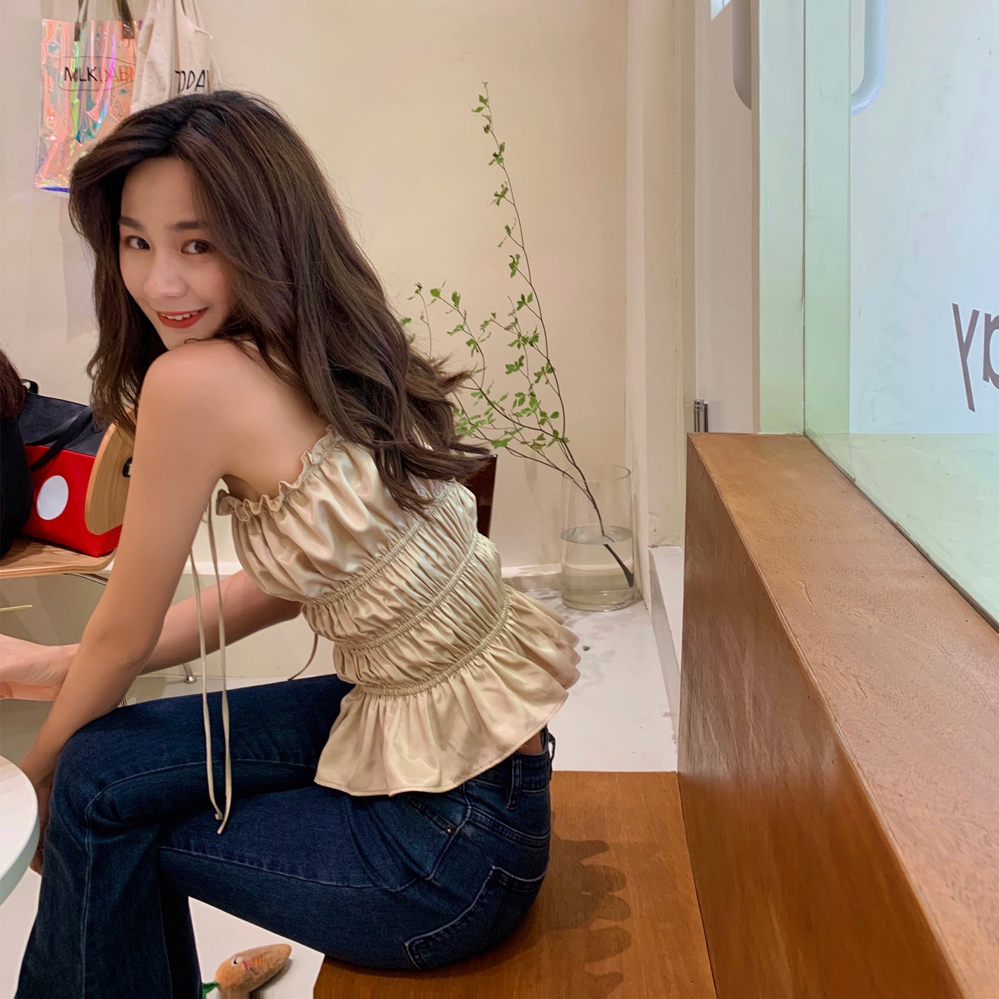 French Back Camisole Satin Strapless Tube Top