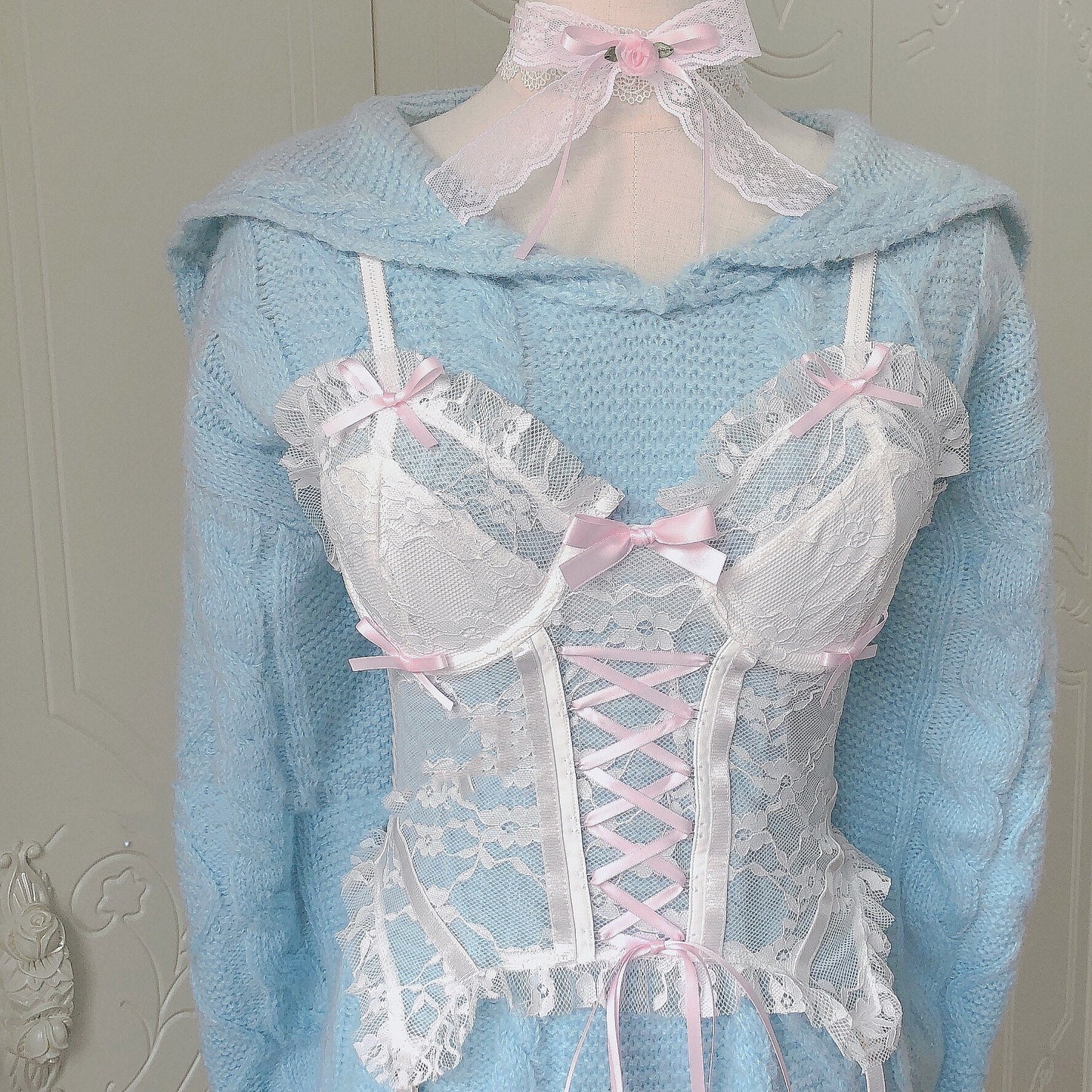 French Girl Sweet Lace Small Sling Short Corset