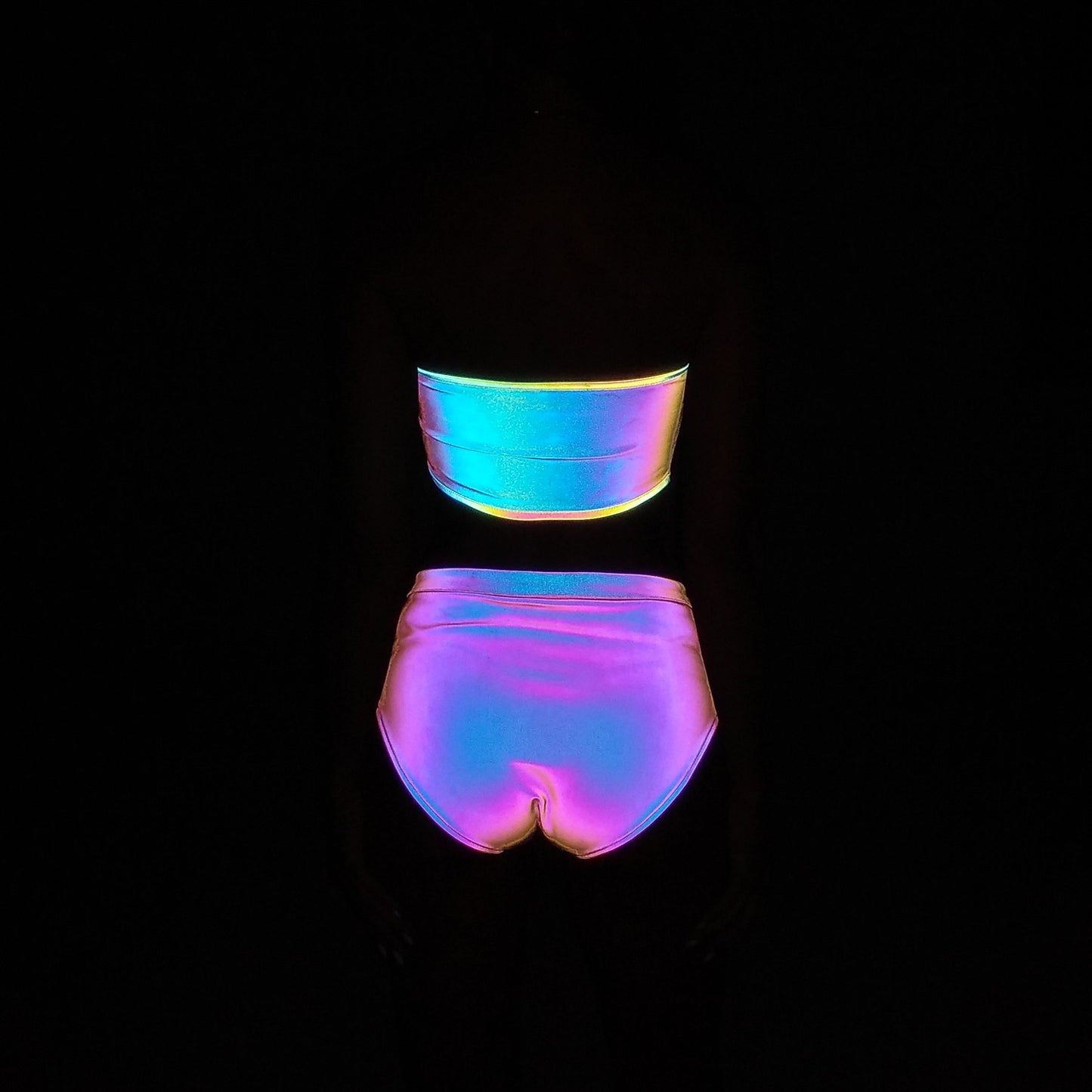 Colorful Reflective Camisole Women's Nightclub Tight Strapless Top