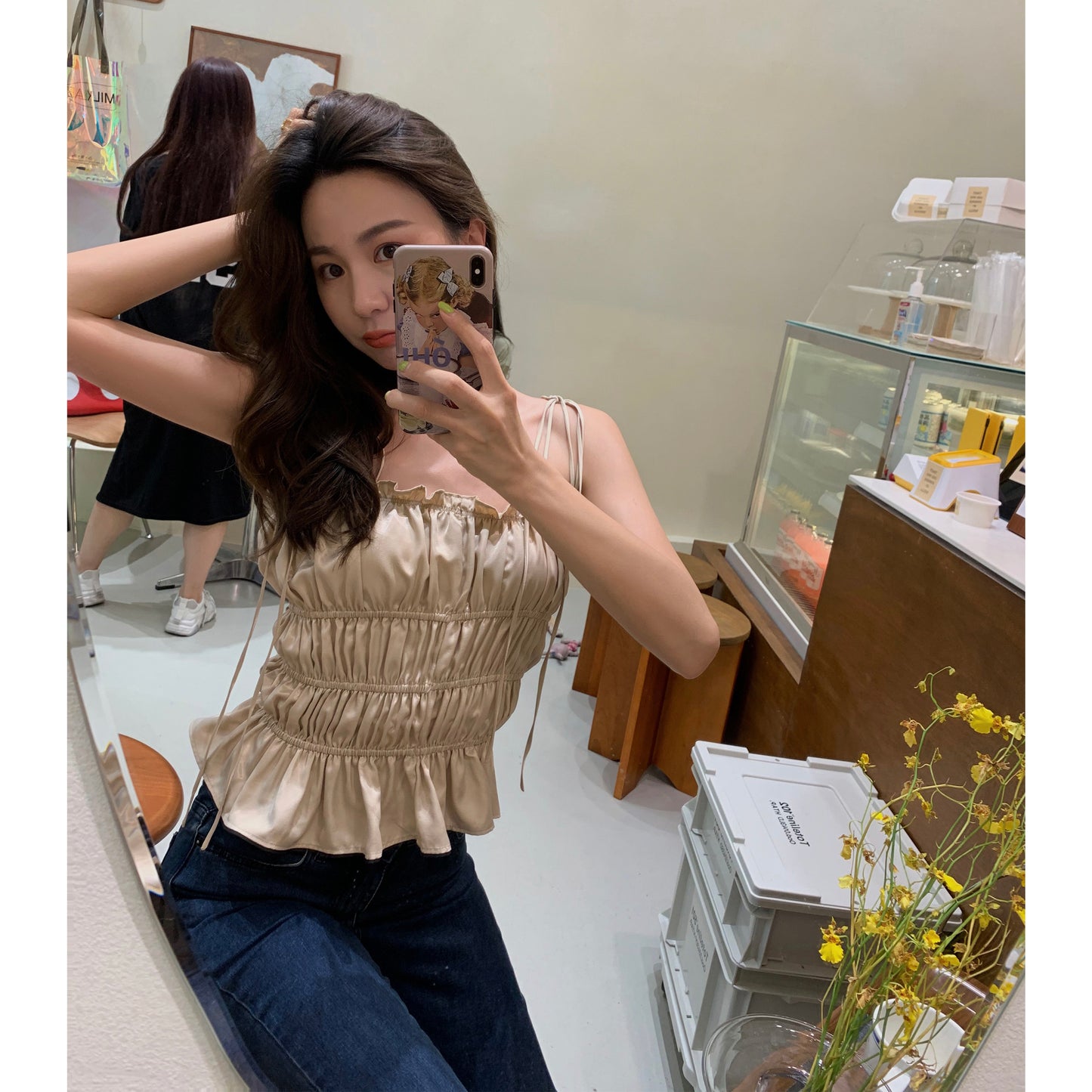 French Back Camisole Satin Strapless Tube Top