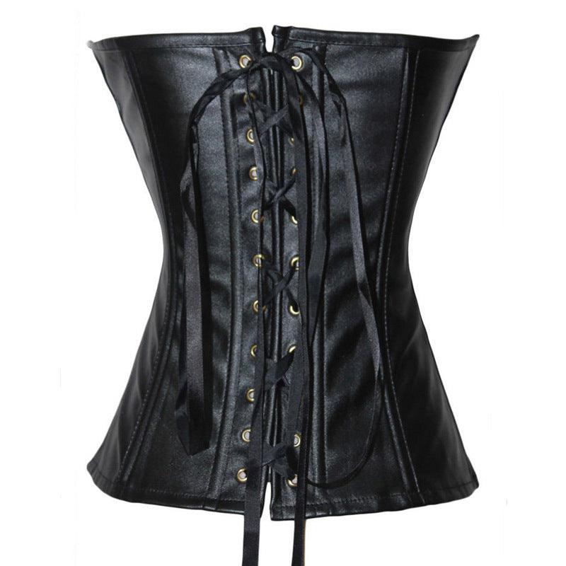 Court Shaper European And American PU Leather Zipper Postpartum Corset Waist