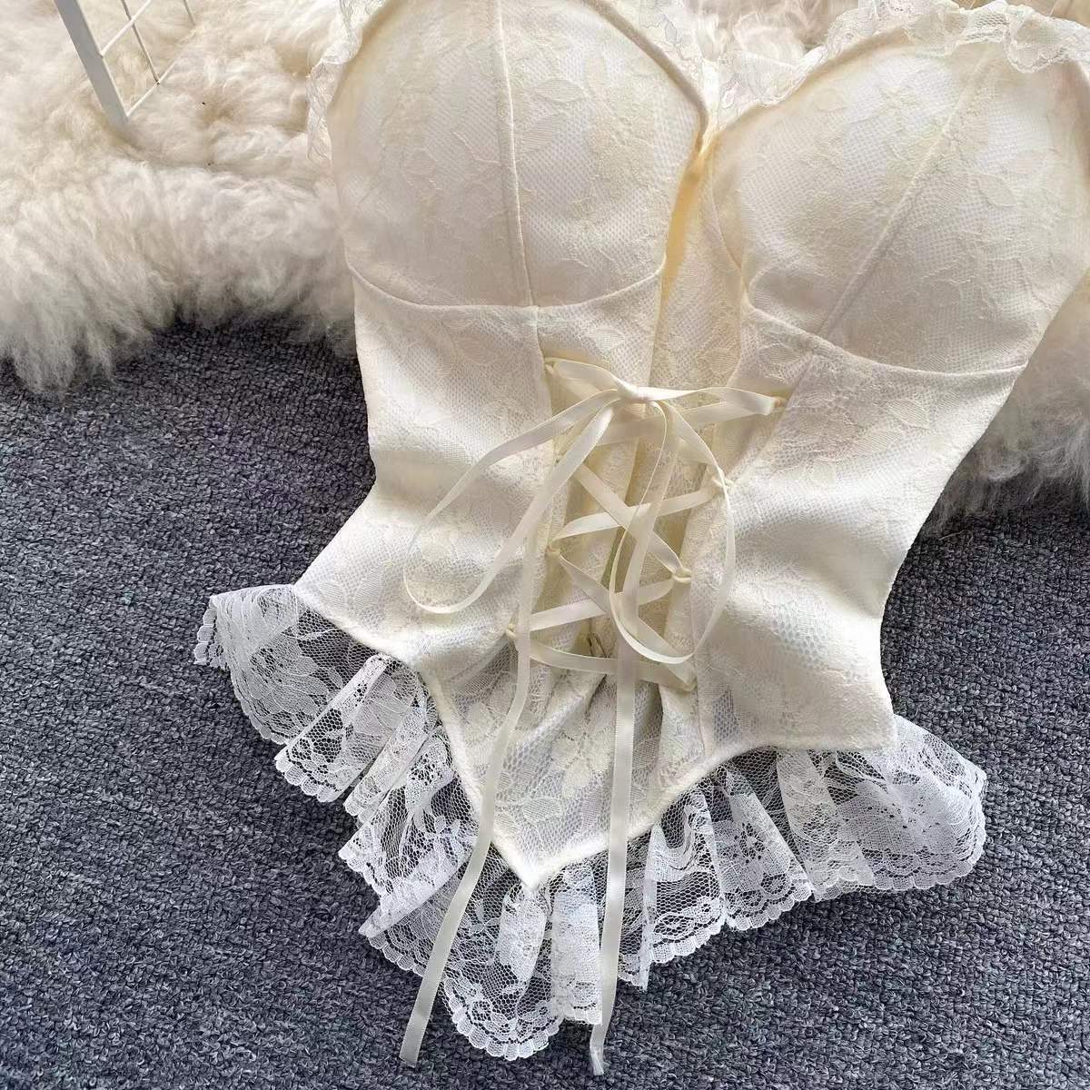 Lace Cross-Tie Slim Fit Irregular Camisole Top