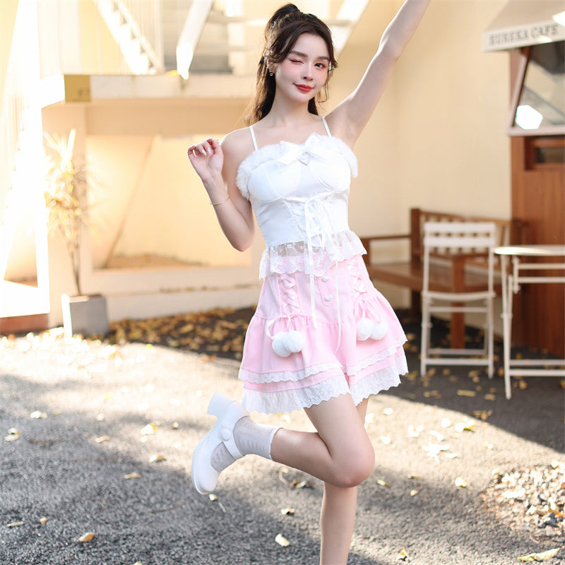 Women's Fashion Bow Cross Tie Lace Camisole Top