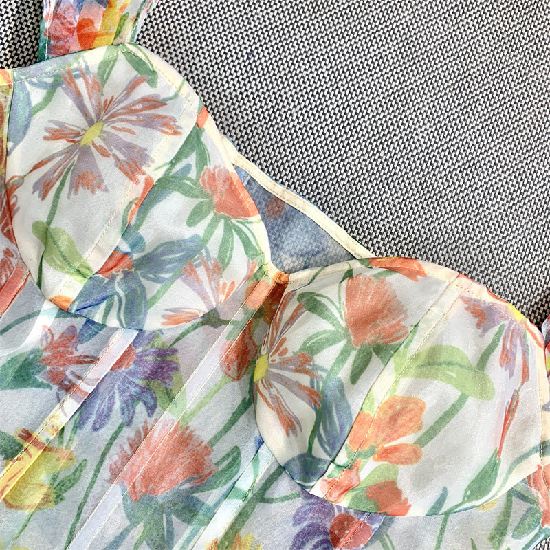 Off-the-shoulder Top With Printed Collar Camisole