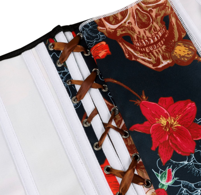 Skeleton Printed Floral Ding Breast Waist Corset