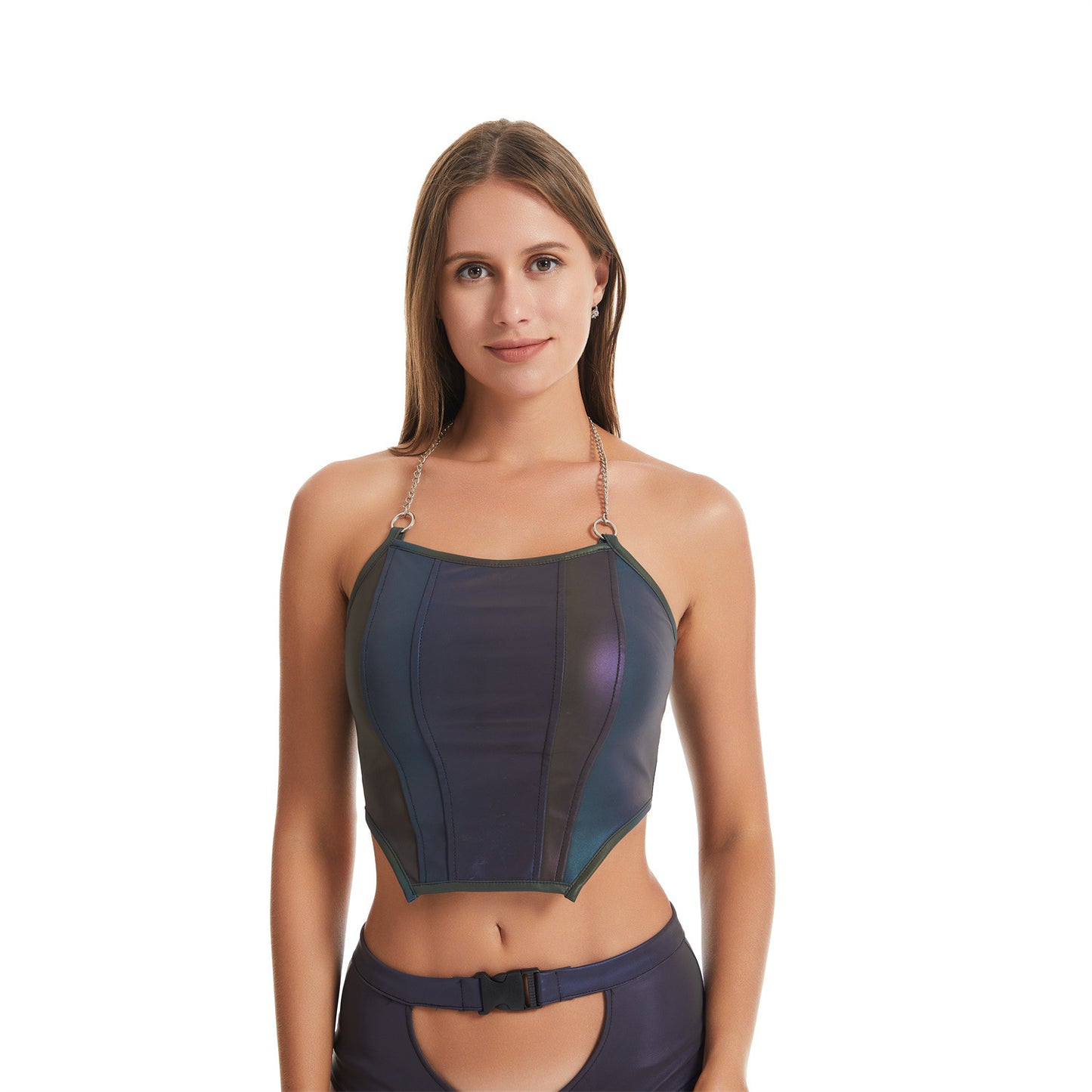Colorful Reflective Camisole Women's Nightclub Tight Strapless Top