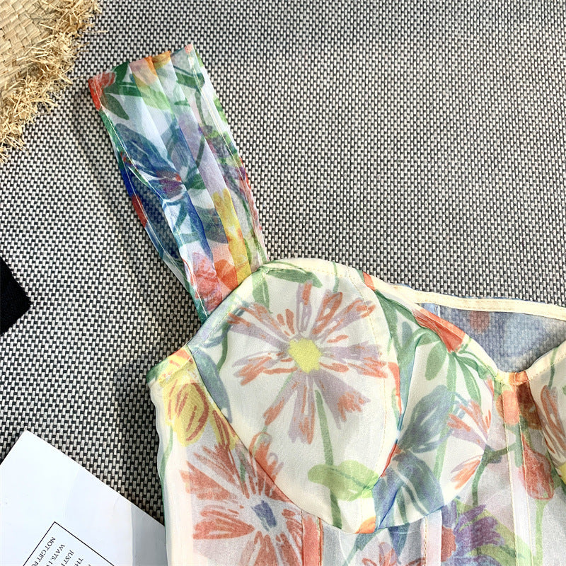 Off-the-shoulder Top With Printed Collar Camisole