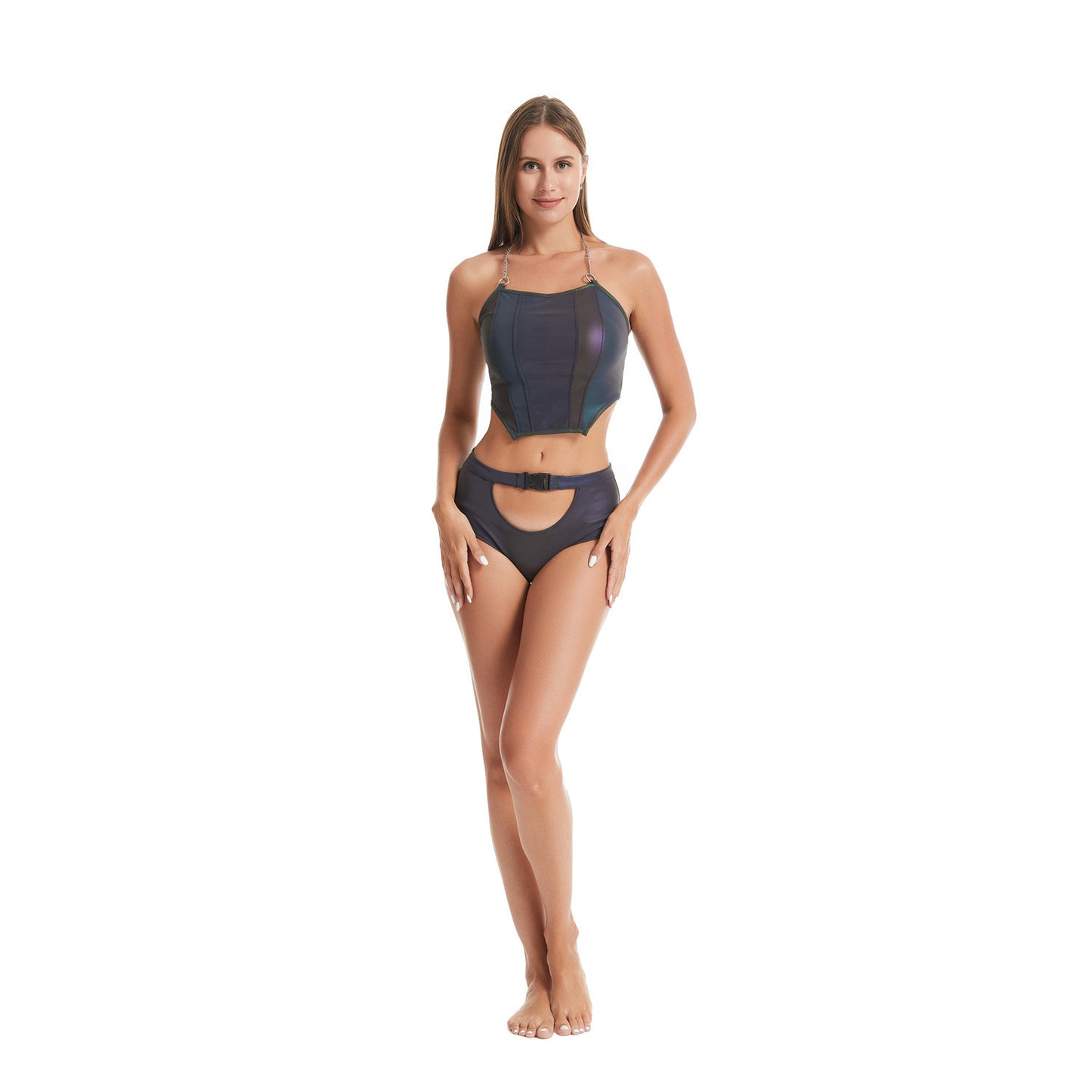 Colorful Reflective Camisole Women's Nightclub Tight Strapless Top