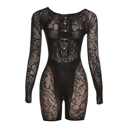 Sexy See-through High Waist Tight Sheath Yoga Jumpsuit