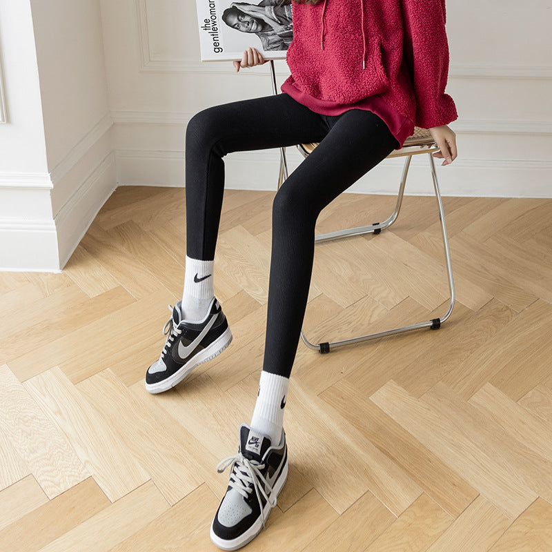 Lamb Velvet Padded High-waisted Feet Warm Leggings