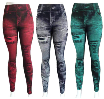 Women's Super Elastic 9-point Denim Leggings