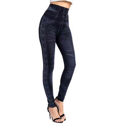 Imitation denim leggings