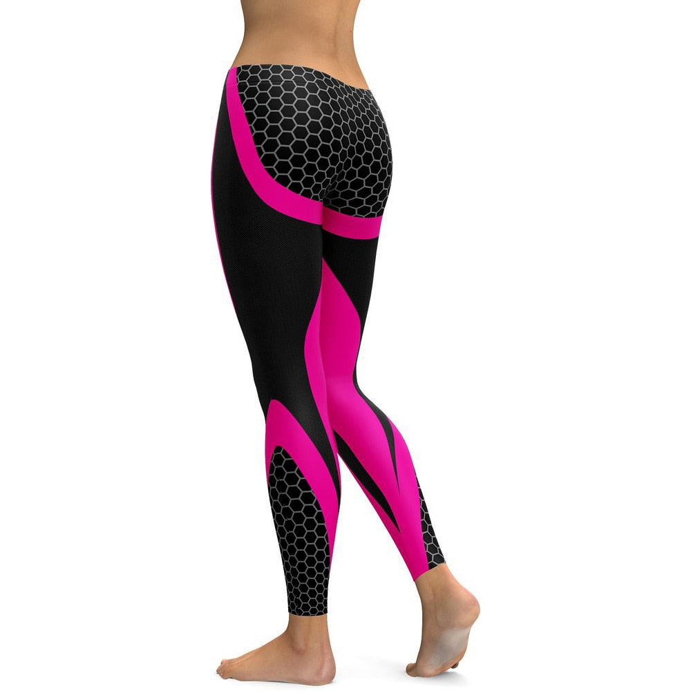 Geometric Honeycomb Digital Printing Pants, Yoga Pants, Sports Pants