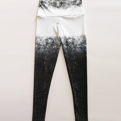 Black and white gradient digital printed sports yoga pants