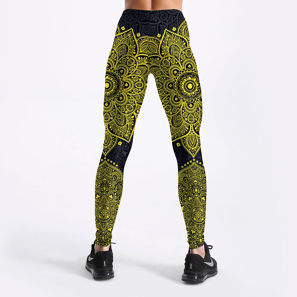 Yellow Gold Mandala Yoga/Workout Leggings