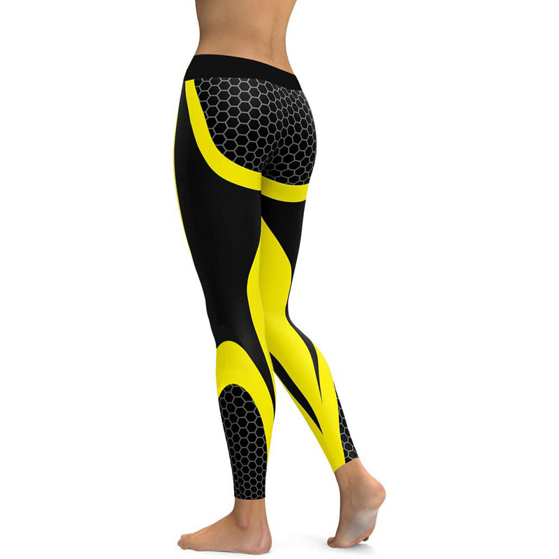 Geometric Honeycomb Digital Printing Pants, Yoga Pants, Sports Pants