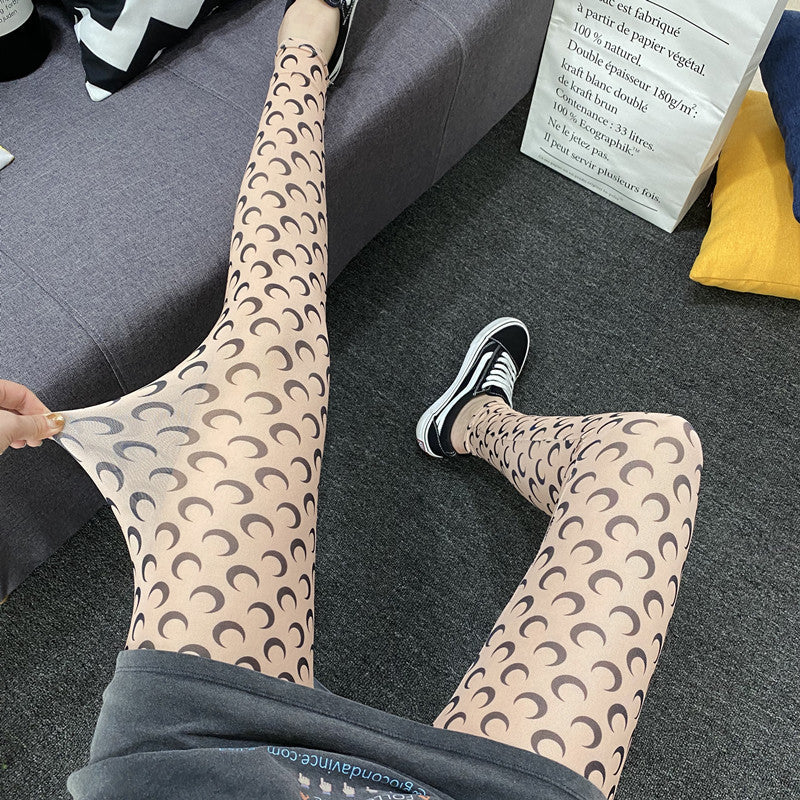 Moon print mesh leggings