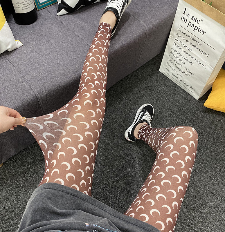 Moon print mesh leggings