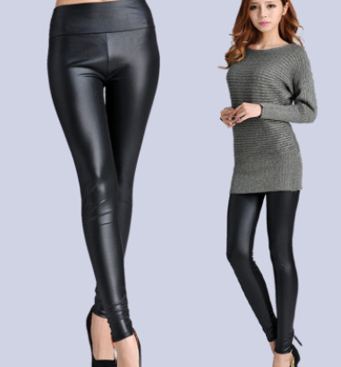 Hot spring and autumn new imitation leather pants stretch Slim leggings