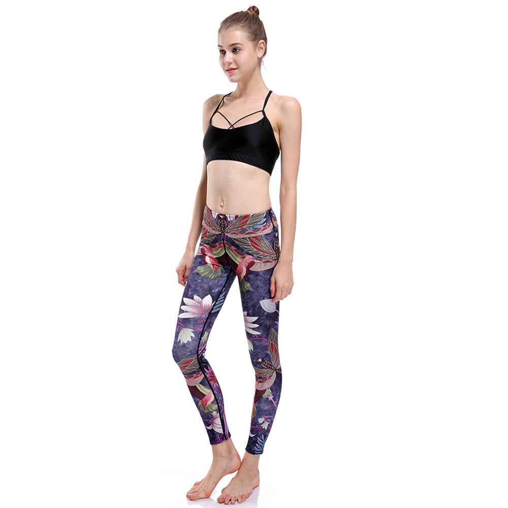 High Waist 3D Watercolor Hummingbird Yoga Workout Leggings