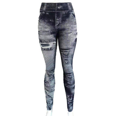 Women's Super Elastic 9-point Denim Leggings