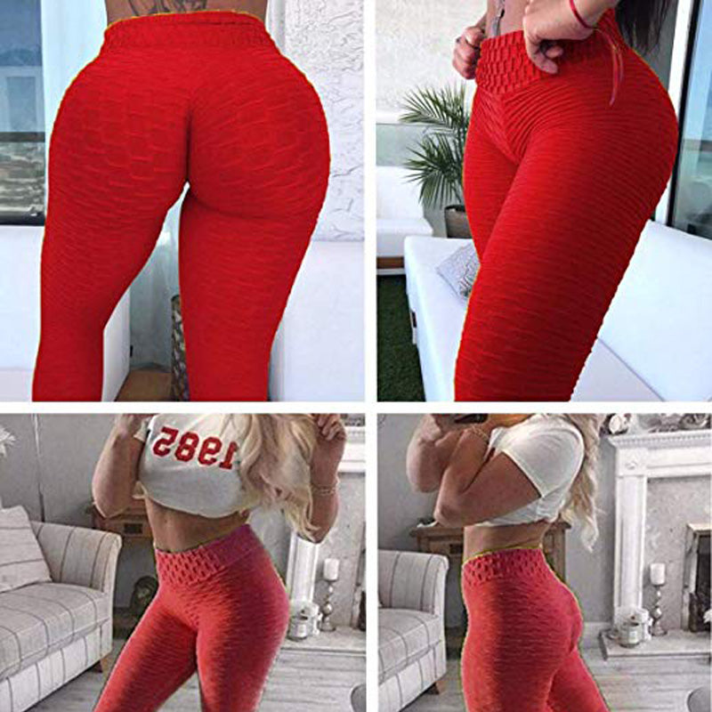 Women Gym High Waist Push Up Yoga Pants Jacquard Fitness Legging