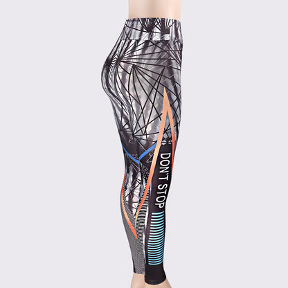 Don't Stop Letter Print Fitness Women Leggings 3D Printed Slim Jeggings