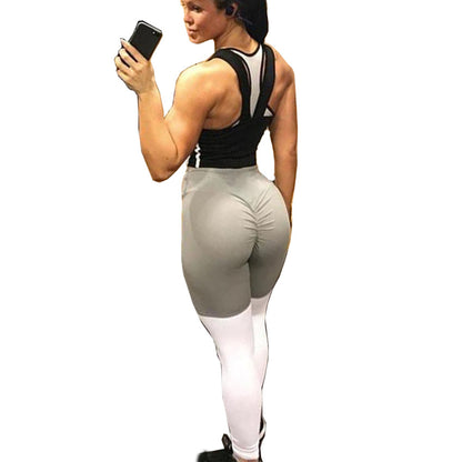 Contrast stitching sports yoga pants High-elastic slim hips leggings