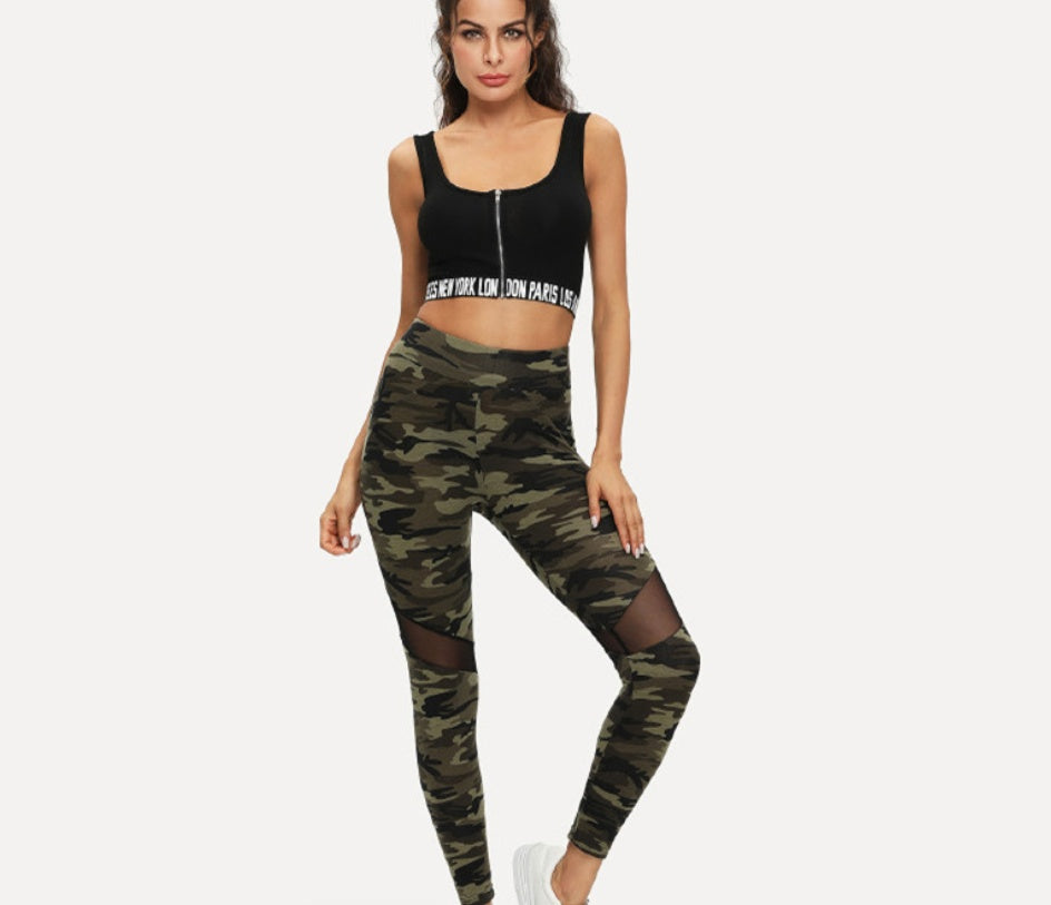 Color matching leggings mesh