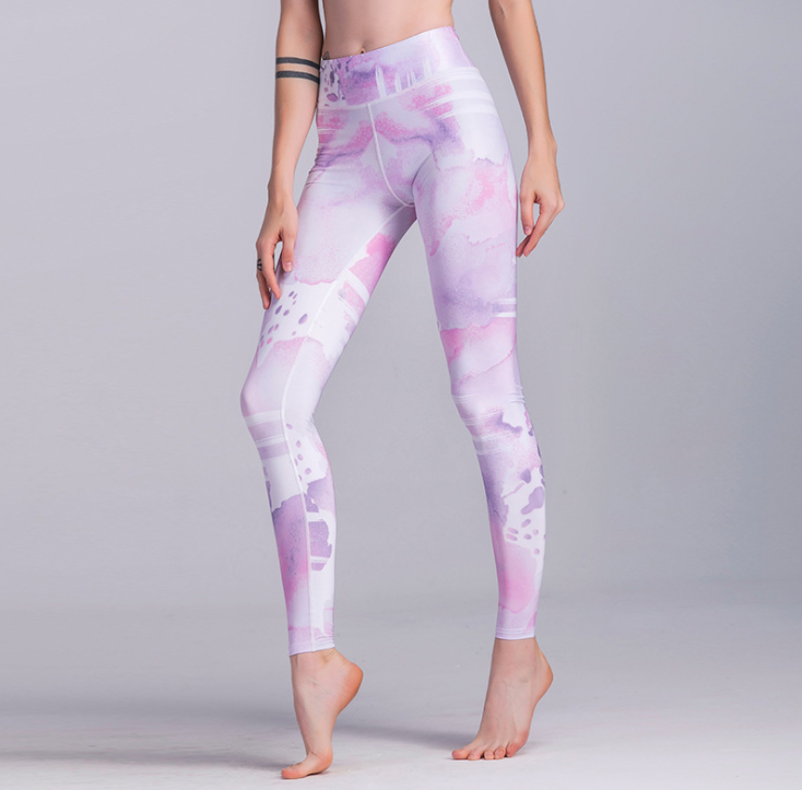 Hot ink printing sports leggings fashion tight yoga pants stretch fitness