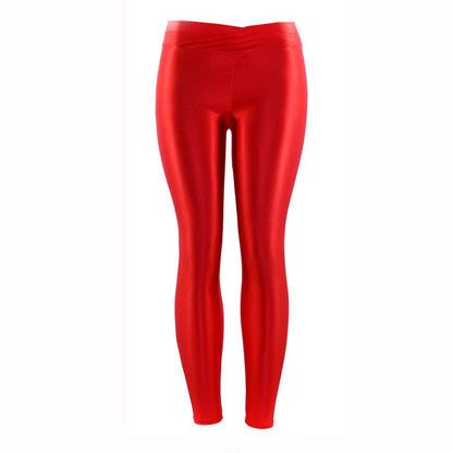 Summer New Low Waist Stretch slim gloss trousers thin candy color