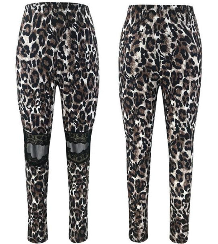 Hollow lace leopard leggings