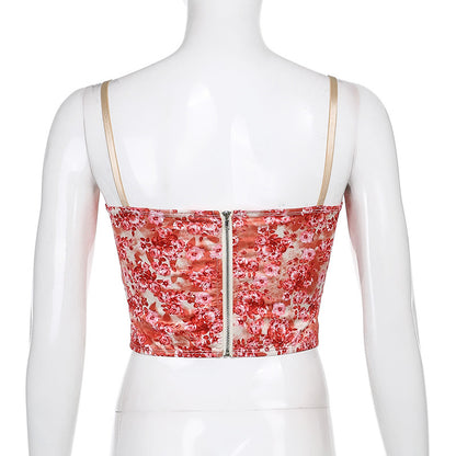 Retro Pattern Stitching Breasted Corset Waist Strap