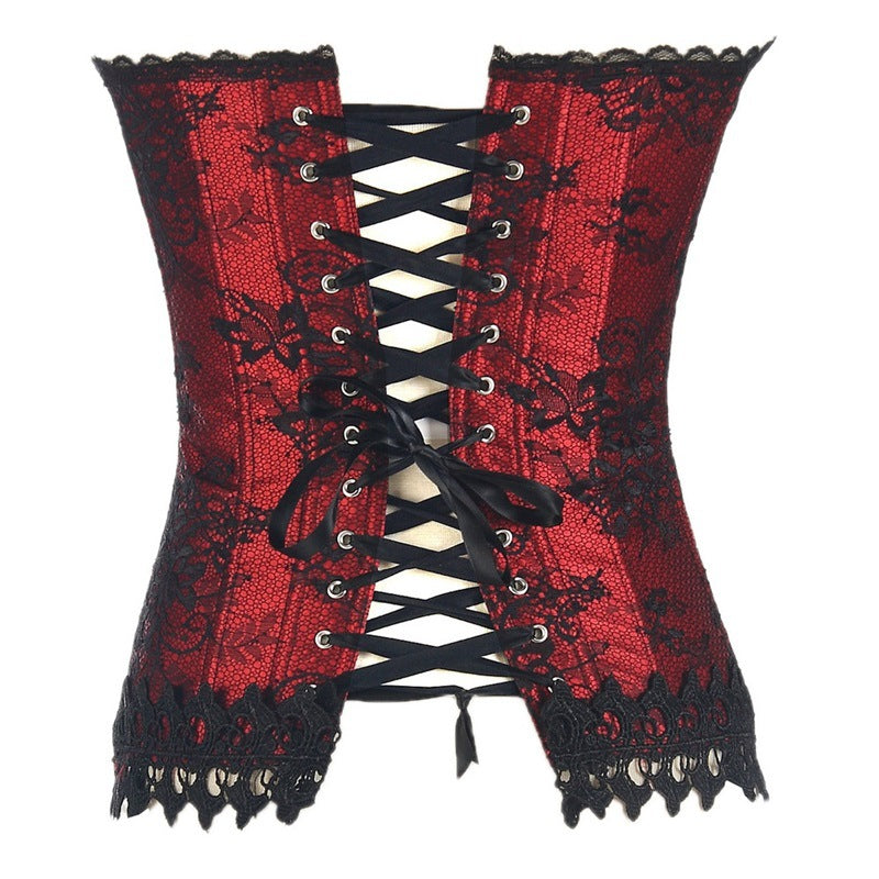 Red Lace Waist Waist Body And Shoulder Court Corset