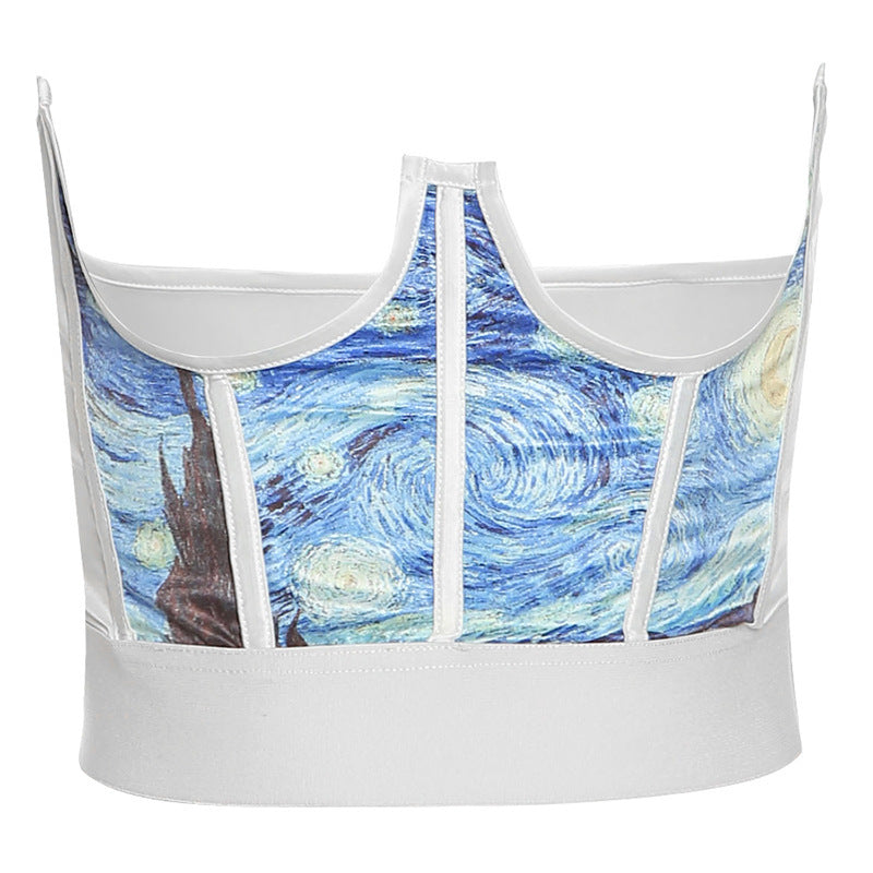 Shestyle Bone Wrap Corset Women Sexy Painting Galaxy