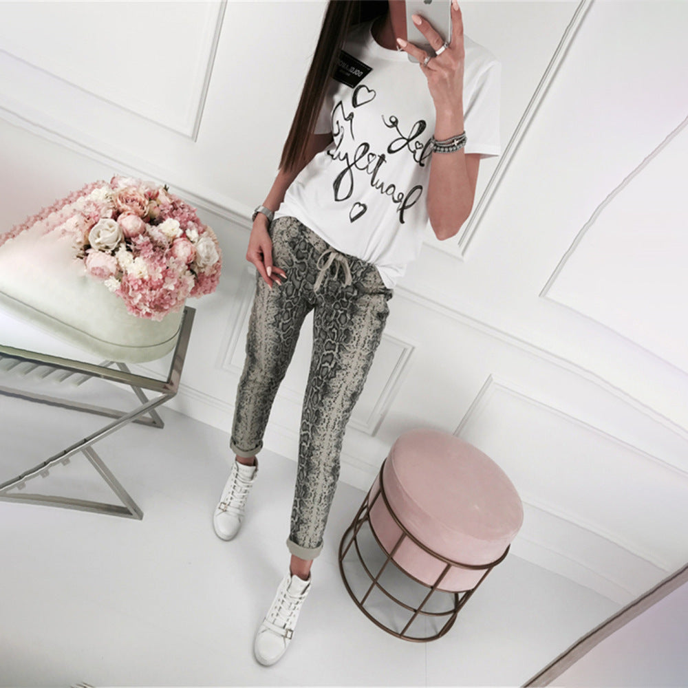 Women's Tight Fitting Small Feet Printed Leggings And Women's Trousers