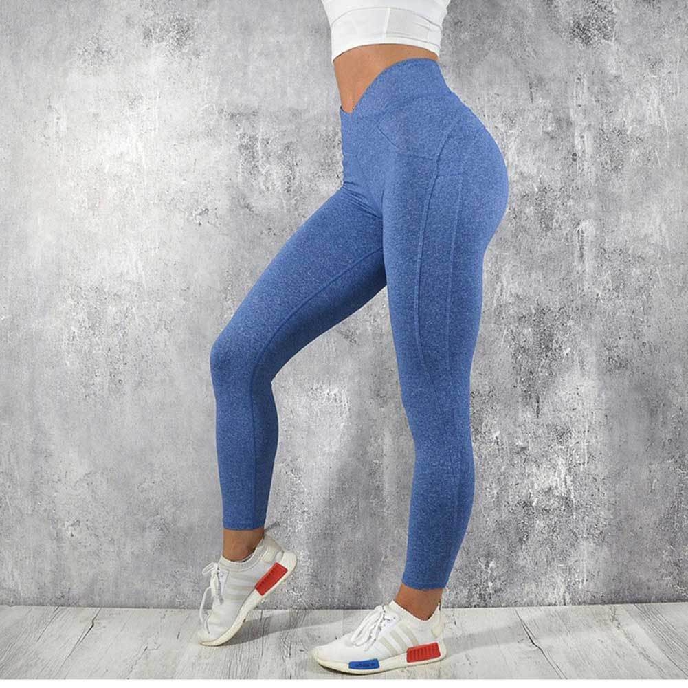 Women'S Fitness Pants Solid Color Yoga Exercise Fitness Leggings Sweatpants