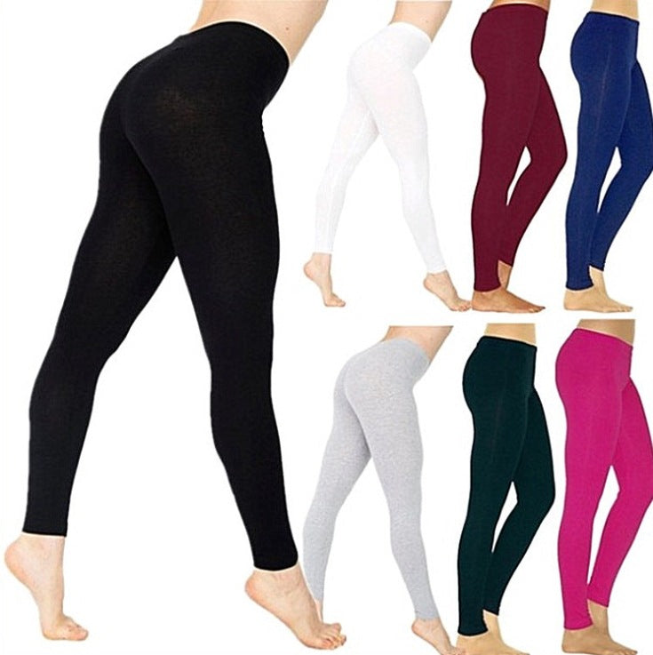 Women's Solid Color Leggings Stretch Nine-Point Leggings Leggings