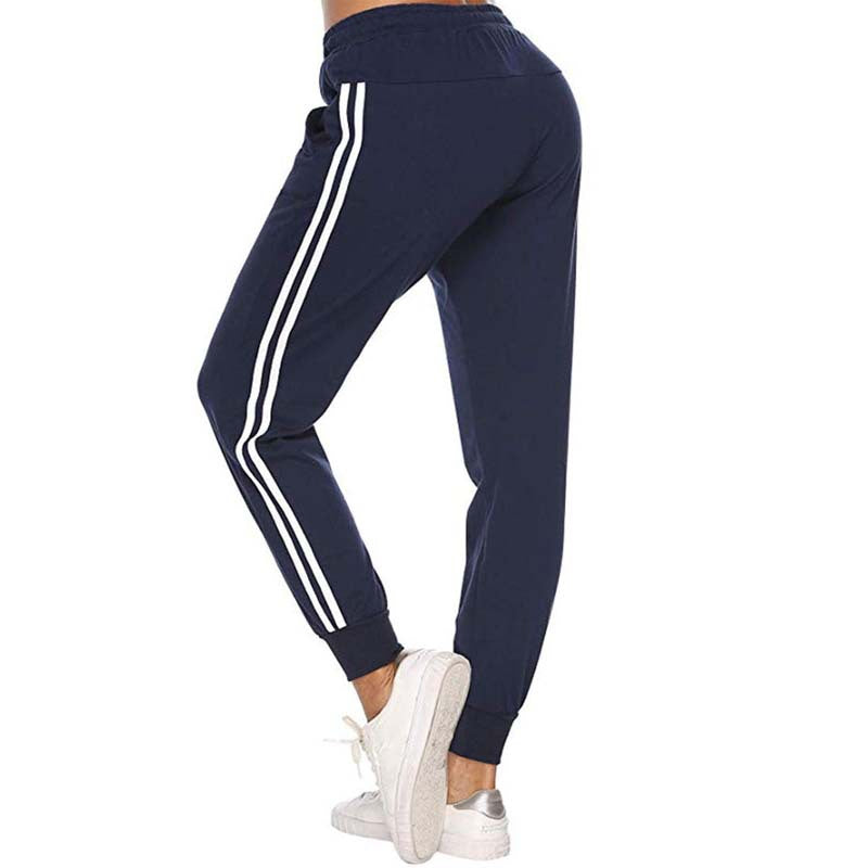 Women's White-Trimmed Two-Bar Sports Leggings