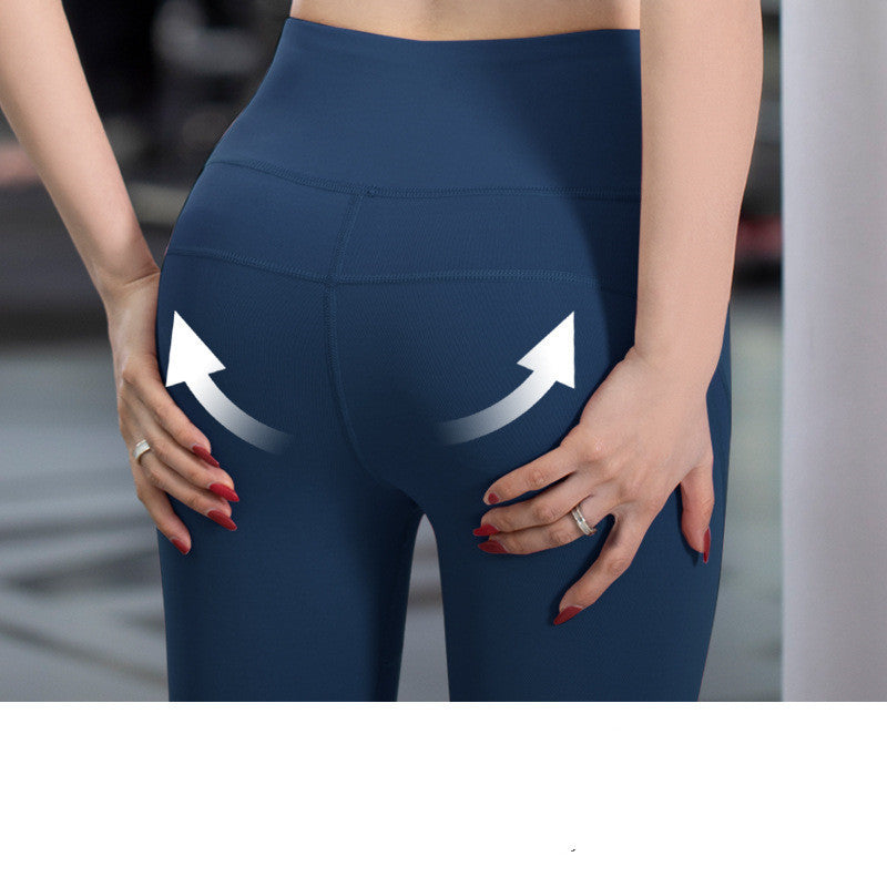 Yoga pants pocket running sports cropped trousers