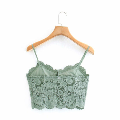 Tank-Top Camis Cropped Traf Women Chic-Tops Thin-Strap Lace