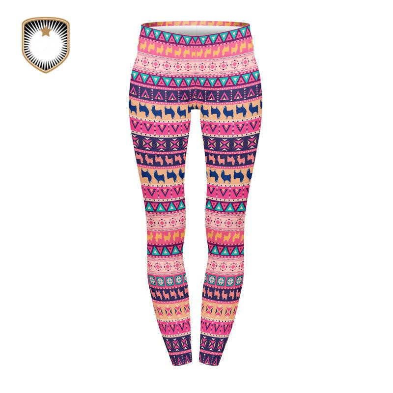 Alpaca Llama Series Printed Nine-Point Leggings Tight Yoga Pants