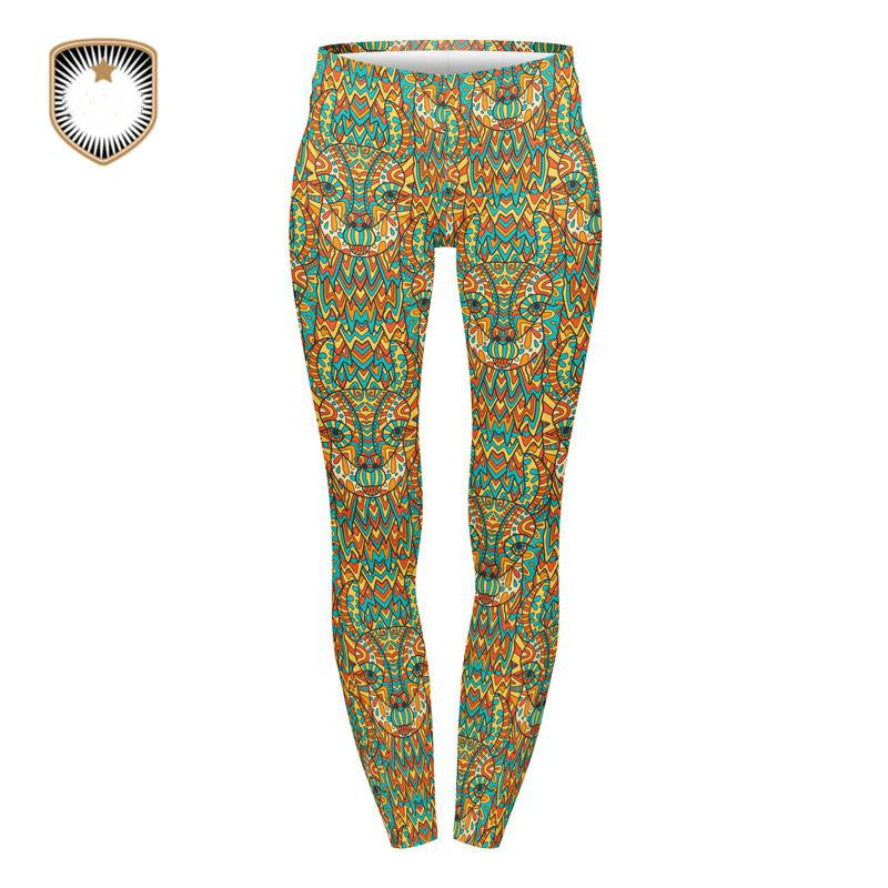 Alpaca Llama Series Printed Nine-Point Leggings Tight Yoga Pants