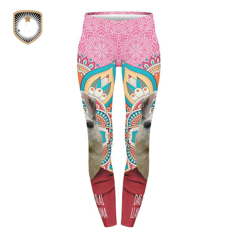 Alpaca Llama Series Printed Nine-Point Leggings Tight Yoga Pants