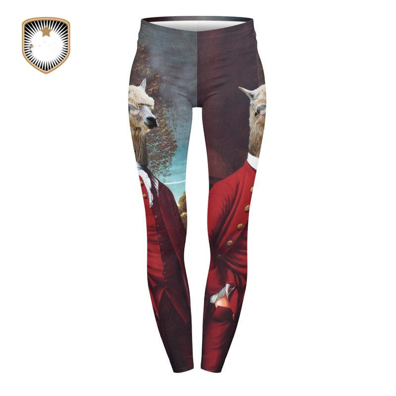 Alpaca Llama Series Printed Nine-Point Leggings Tight Yoga Pants