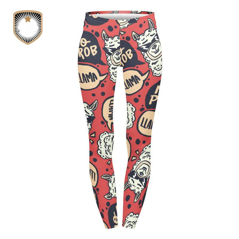 Alpaca Llama Series Printed Nine-Point Leggings Tight Yoga Pants